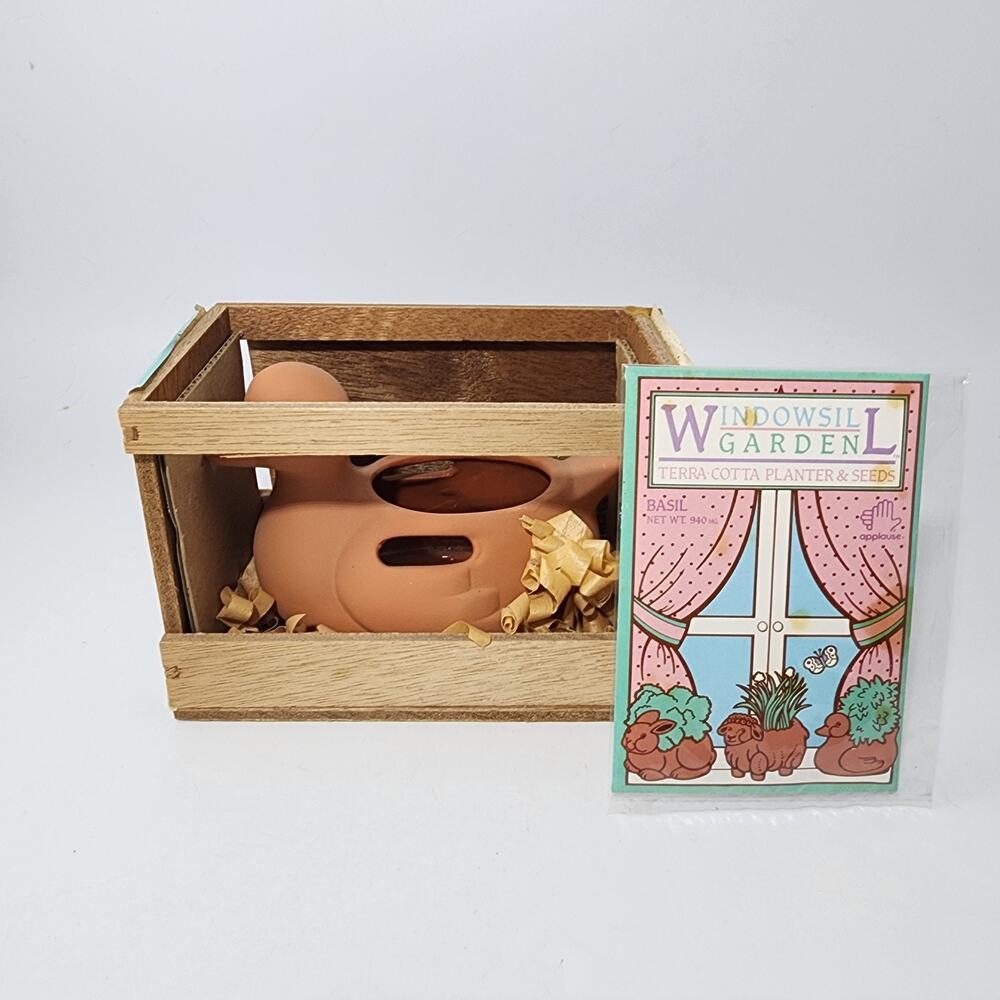Rare Vintage Windowsill Garden Applause Terracotta Basil Duck New In Package